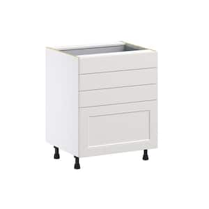27 in. W x 24 in. D x 34.5 in. H Littleton Painted Gray Shaker Assembled Base Kitchen Cabinet with 4-Drawers