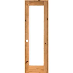 28 in. x 96 in. Rustic Knotty Alder Right-Hand Full-Lite Clear Glass Clear Stain Solid Wood Single Prehung Interior Door