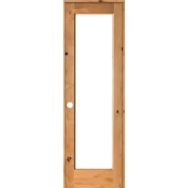 Krosswood Doors 28 in. x 96 in. Rustic Knotty Alder Right-Hand Full-Lite Clear Glass Clear Stain Solid Wood Single Prehung Interior Door