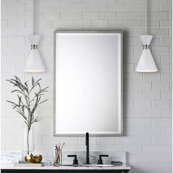 Conic 1-Light Brushed Nickel Mini Pendant with Glitter Gloss White Shade