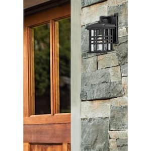Caliste Textured Black Outdoor Dusk to Dawn Wall Lantern Sconce