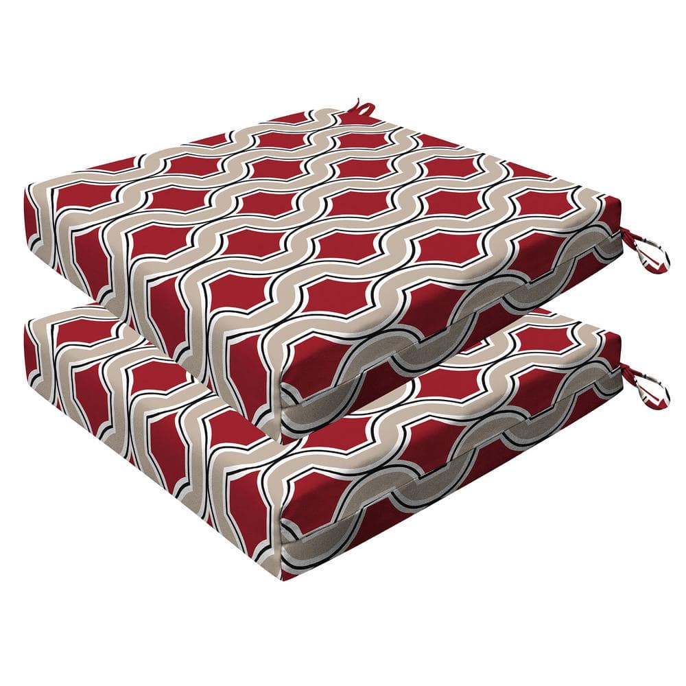 Honeycomb Outdoor 20 in. Square Premium Dining Seat Cushion Soraya Scarlet Red (Set of 2)