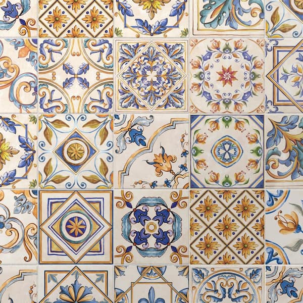 Toscana Giotto Decoro Mix 8 in. x 8 in. Porcelain Floor and Wall Tile (13.5 sq. ft. /Case)