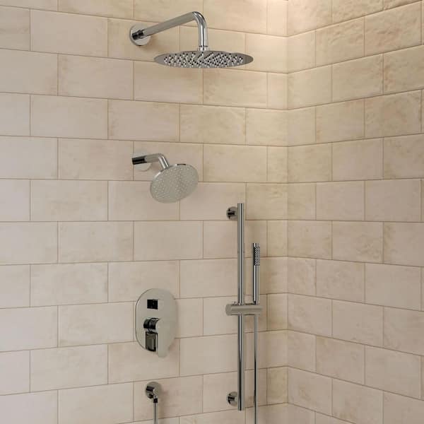 ClassicRain 3 in 1 Showers with Valve 3-Spray Dual Wall Mount 10 in. Fixed and Handheld Shower Head 2.5 GPM in Chrome