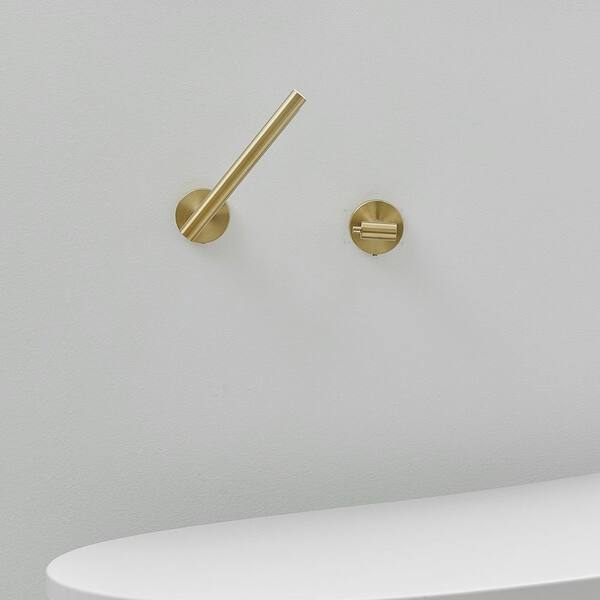 BWE Double Post Pivoting Wall Mounted Towel Bar Toilet Paper Holder in Brushed Gold