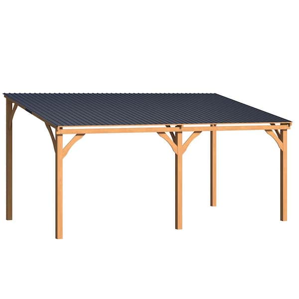 16 ft. x 10 ft. Outdoor Wood Gazebo for Patio, Outdoor Lean to Hardtop Cedar Pergolas and Gazebos Clearance