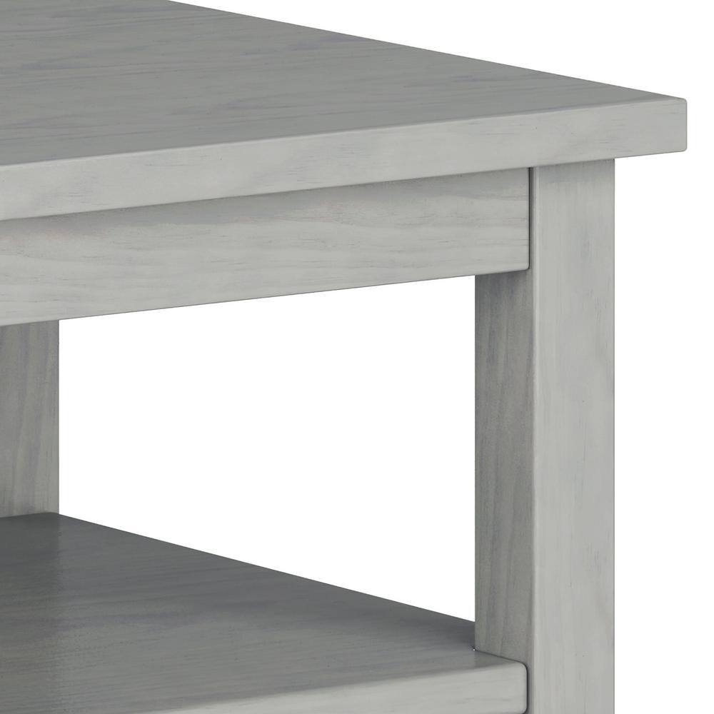 Fog Grey Solid Wood End Table with Storage Drawer