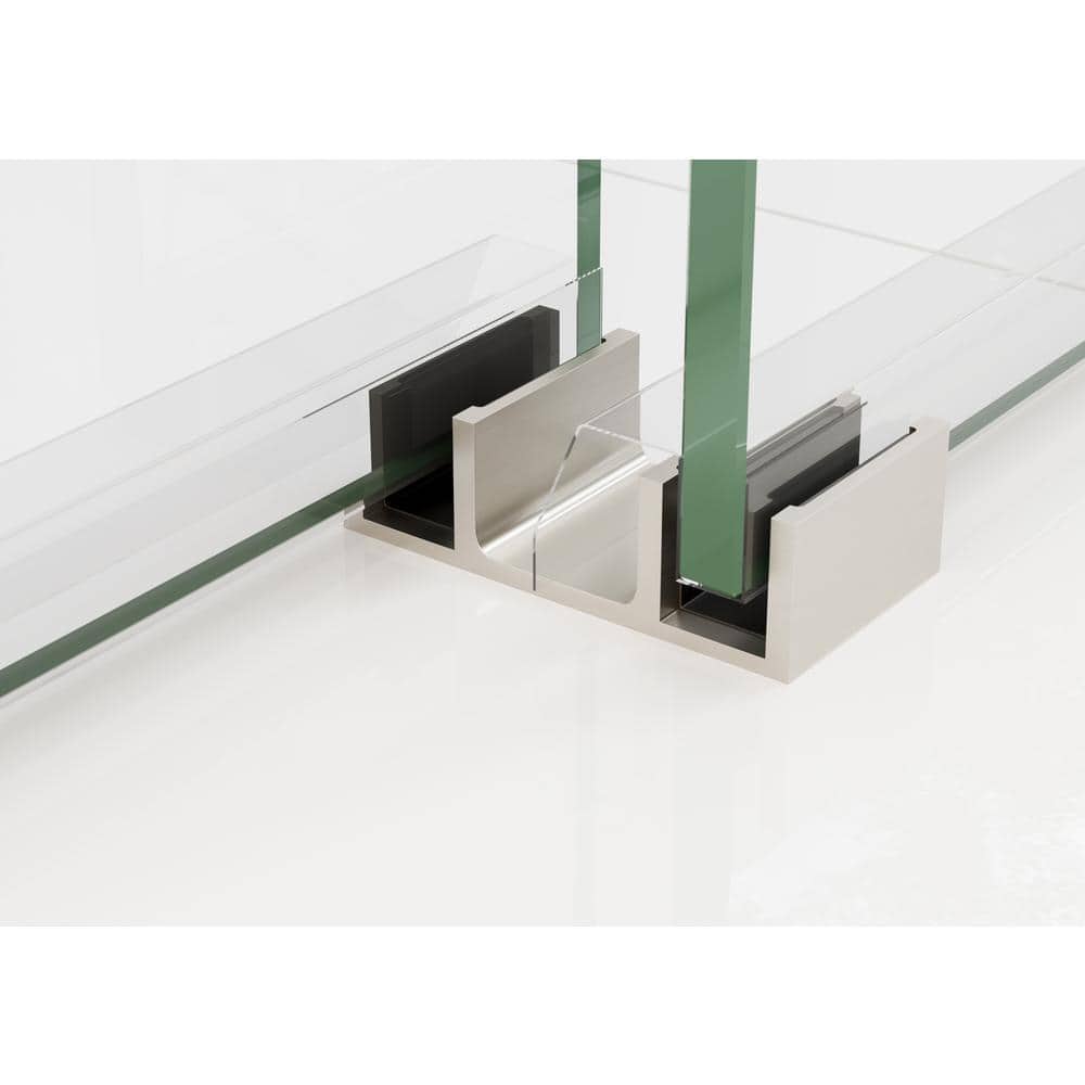 Polaris Frameless Brushed Nickel Sliding Bathtub Door