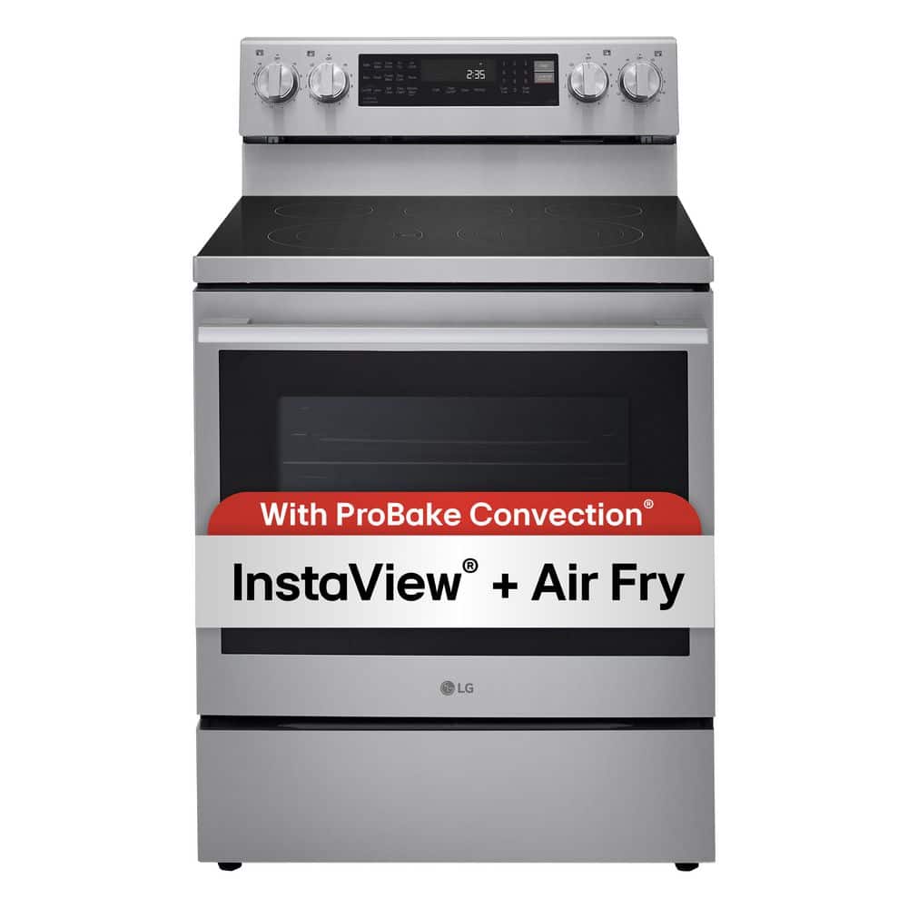 30 in., 6.3 cu. ft. Smart Wi-Fi True Convection Insta View 5-Burner Electric Oven w/ Air Fry Printproof Stainless Steel