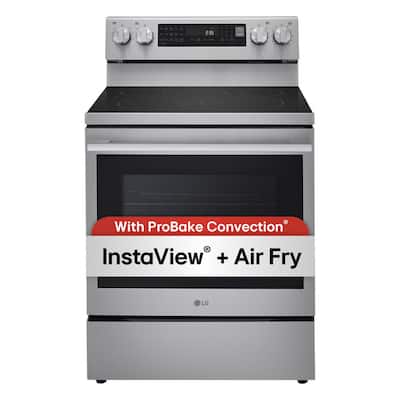 30 in., 6.3 cu. ft. Smart Wi-Fi True Convection Insta View 5-Burner Electric Oven w/ Air Fry Printproof Stainless Steel
