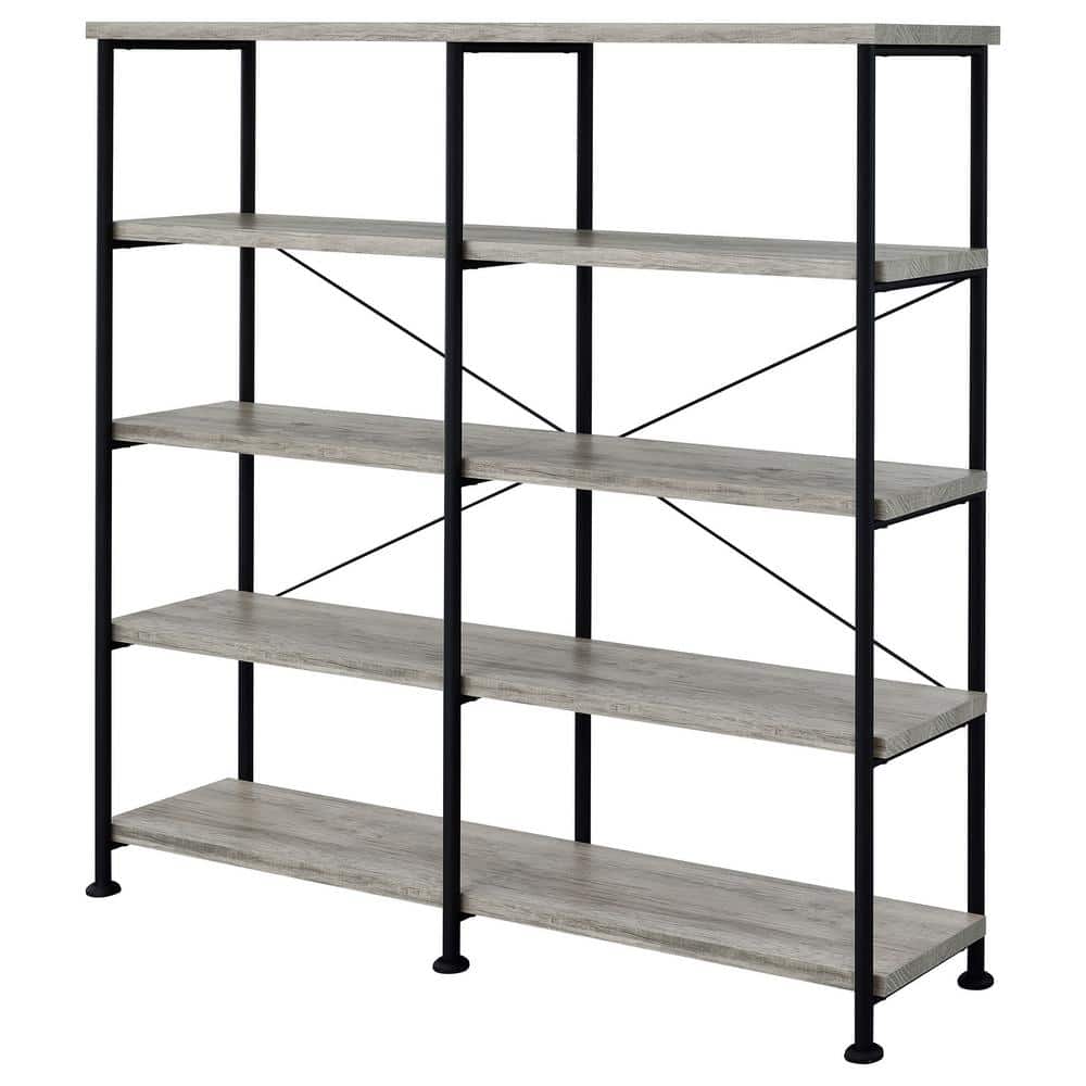 Analiese Gray Driftwood 4-Shelf Industrial Bookcase