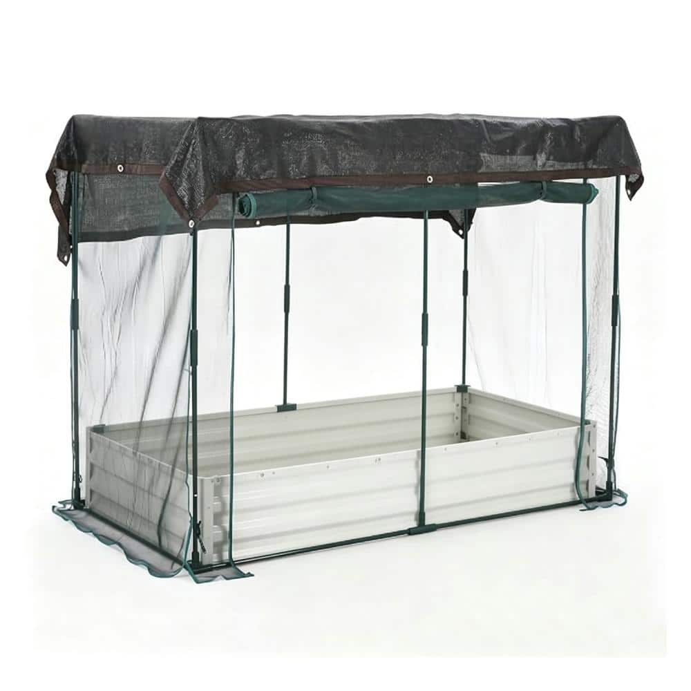 6x3ft Galvanized Raised Garden Bed with Cover Cage, Metal Planter Box,Netting&Shade Cloth, Zippered Door, Planting Card price history on PriceWatchPro