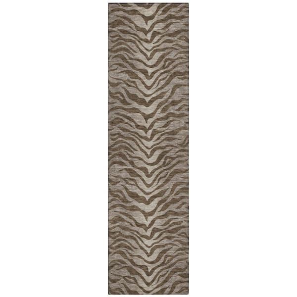 Chantille Machine Washable Indoor/Outdoor Abstract ACN2925 Chocolate 2 ft. x 7 ft. Runner Rug