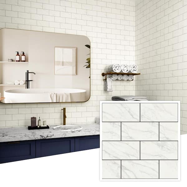 12 in. x 12 in. Vinyl Peel and Stick Tile Stickers Self Adhesive Backsplash Tile Peel and Stick for Home Decor (10-Pack)