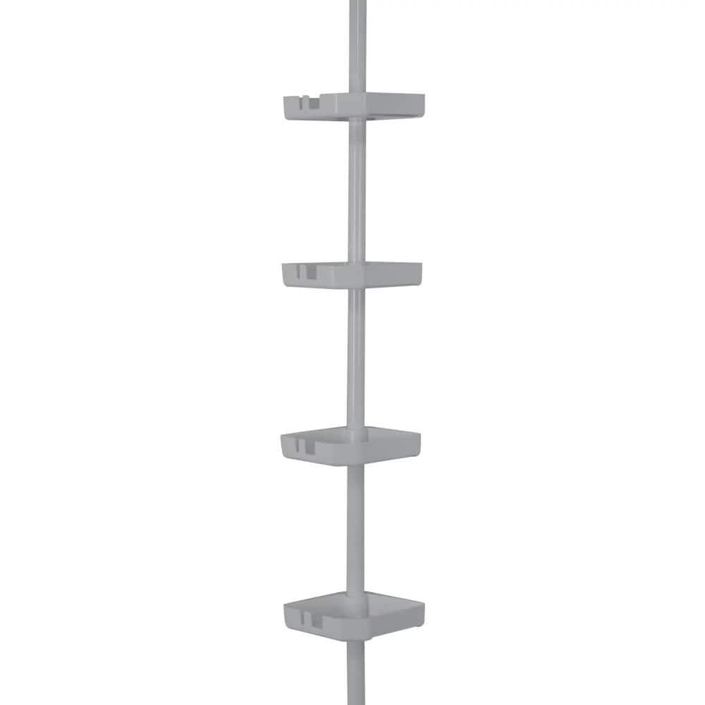 4 Shelf Tension Corner Shower Organizer Shower Caddy in Grey