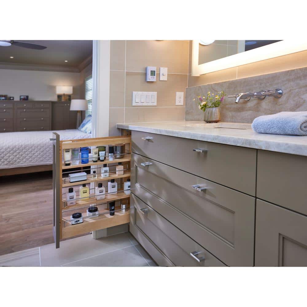 Maple Wood Soft-Close Pull-Out Cabinet Organizer
