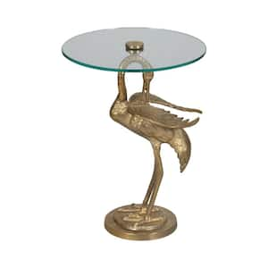 15 in. Gold Round Glass Accent Table