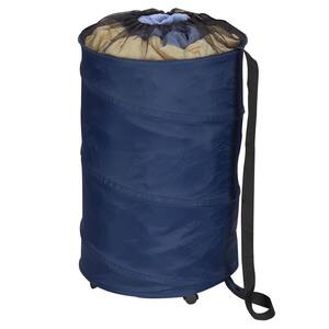 Pop Up Polyester Laundry Hamper with Wheels in Navy Blue