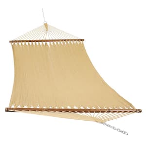 11 ft. 2-Person Large Rope Hammock Bed with Spreader Bar in Tan