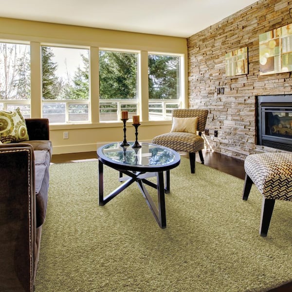 Henley Green/Green 6 ft. x 9 ft. Solid Shag Area Rug