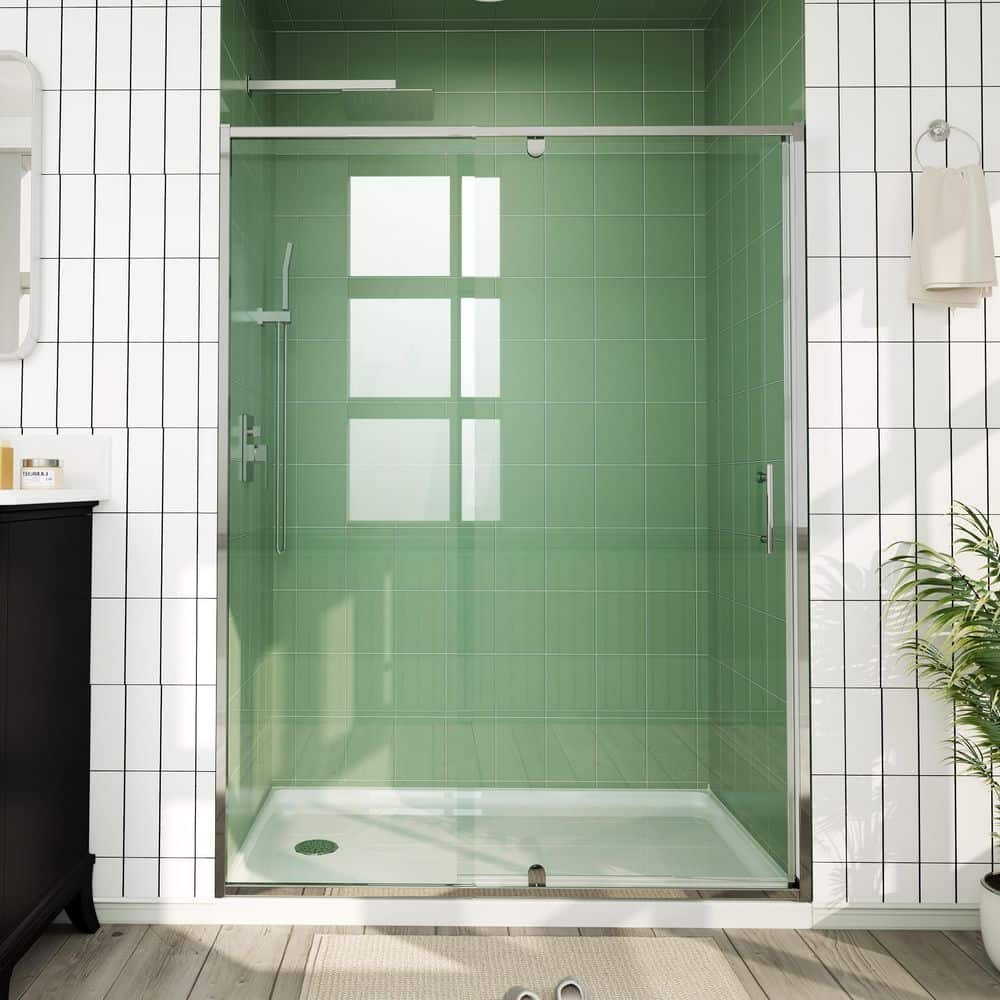50 in. to 54 in. W x 71 in. H Framed Pivot Shower Door in Chrome with Clear Tempered Glass price history on PriceWatchPro