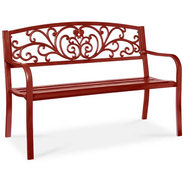Best Choice Products 3-Person Rust Metal Outdoor Bench