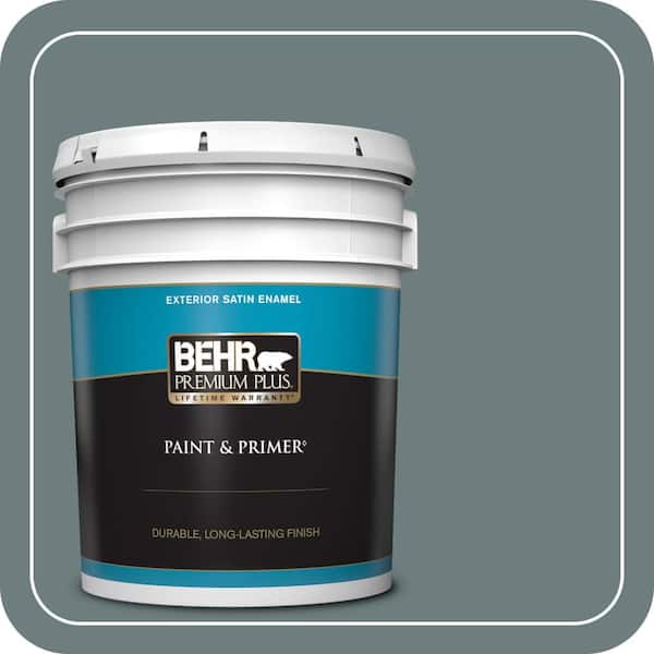 BEHR PREMIUM PLUS 5 gal. #N440-5 Coney Island Satin Enamel Exterior Paint & Primer