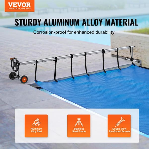 VEVOR Pool Cover Reel Aluminum Solar Cover Reel 18 ft. Inground