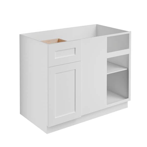 42 in. W x 24 in. D x 34.5 in. H Plywood Ready to Assemble Floor Blind Corner Base Kitchen Cabinet in White