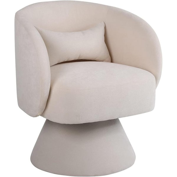 anpport Modern Beige Linen Swivel Barrel Accent Arm Chair with 1-Pillow, (Set of 1)