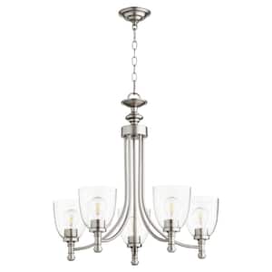 Rossington 5-Light Satin Nickel Chandelier with Clear Seeded Glass