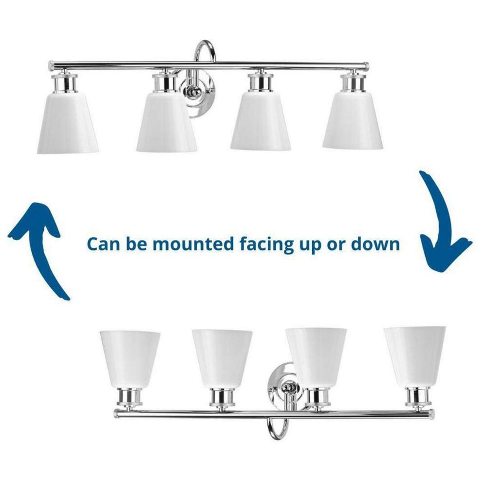 Ashford 4-Light Polished Chrome Bath Vanity with Opal Glass Shades