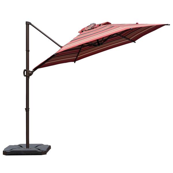 Abba Patio 9 ft. Offset Cantilever Adjustable Vertical Tilt Patio Umbrella in Red Stripe