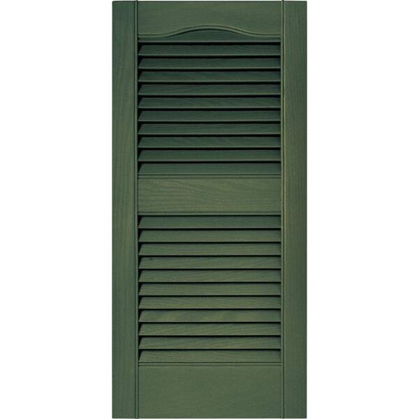 Builders Edge 15 in. x 31 in. Louvered Vinyl Exterior Shutters Pair in #283 Moss