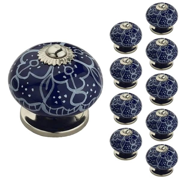 Mascot Hardware Designer 1-3/5 in. Blue and White Cabinet Knob (10-Pack)