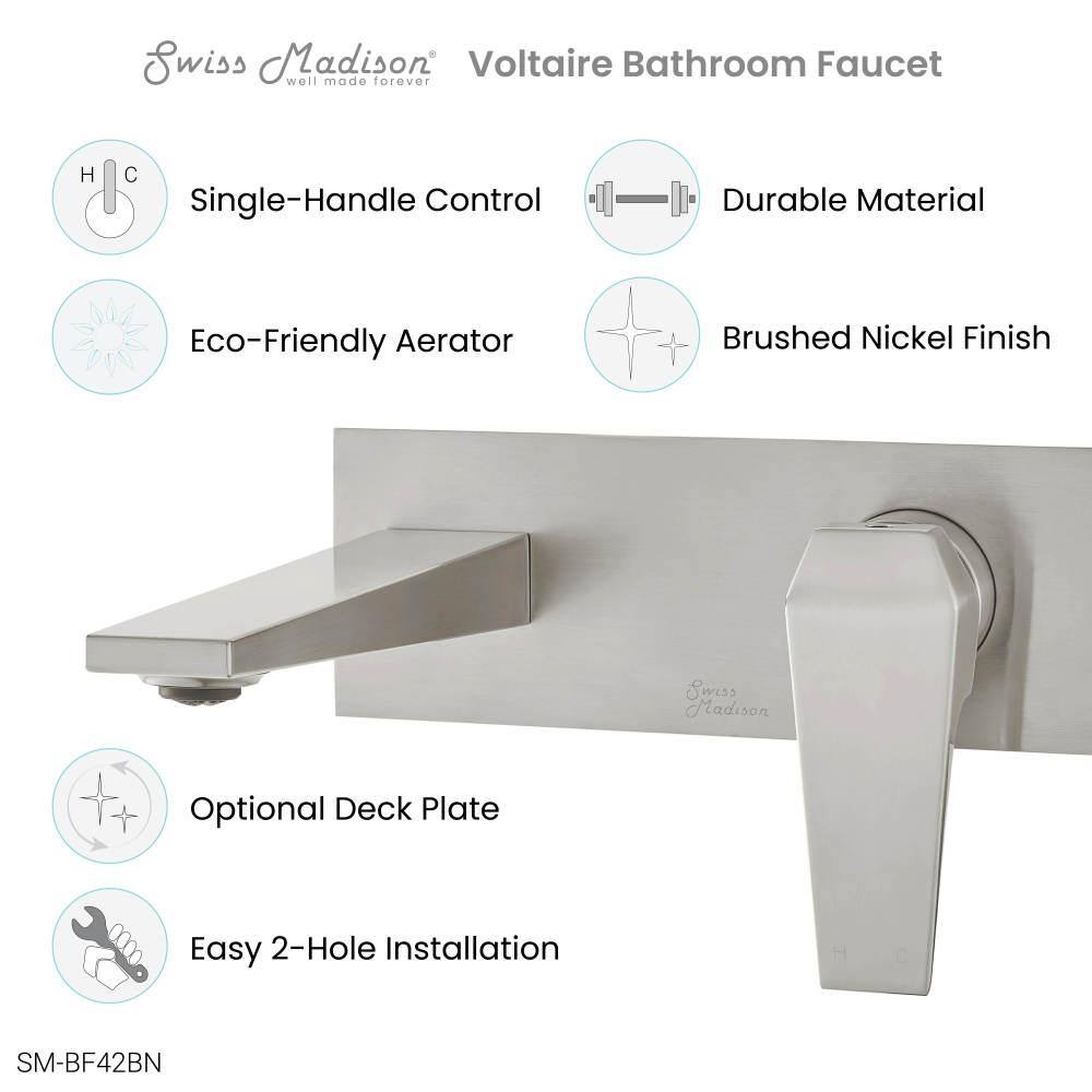 Voltaire Brushed Nickel Single-Handle Wall-Mount Bathroom Faucet