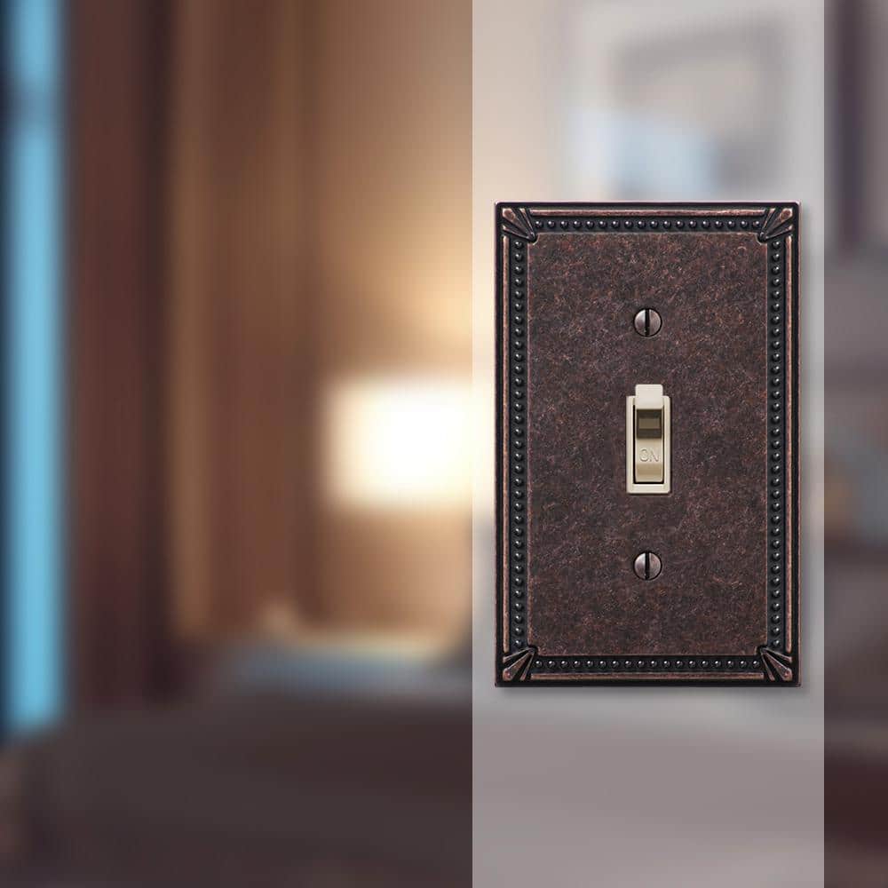 Aged Bronze 1-Gang Metal Toggle Wall Plate