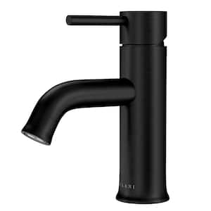 Aruba 1-Handle Single Hole Bathroom Faucet in Steel Black