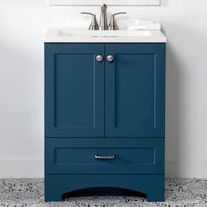 Lancaster 24 in. W x 19 in. D x 33 in. H Single Sink Bath Vanity in Admiral Blue with White Cultured Marble Top