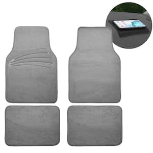 Gray 4-Piece Universal Premium Soft Carpet Floor Mats with Heel Pad Floor Liners - Full Set