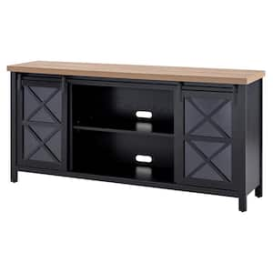 Meyer&Cross Quincy 68 in. Black Grain TV Stand Fits TV's up to 75 in ...