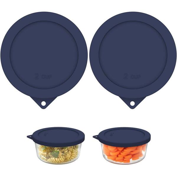 JFVKAF 4 Pack 2 Cup Silicone Leak-Proof Airtight Lid Set for Round Glass Bowl Storage Covers Dishwasher Safe
