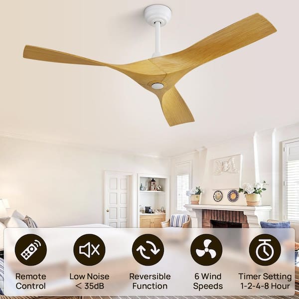 Sofucor 52 in. Indoor/Outdoor Downrod White Ceiling Fan without 