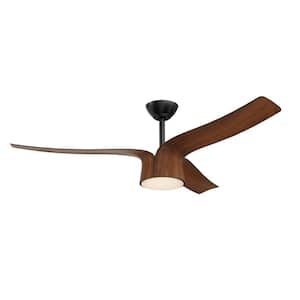 Triangle Flow 52 in. Integrated LED Indoor Matte Black Ceiling Fan with CCT and Remote Included