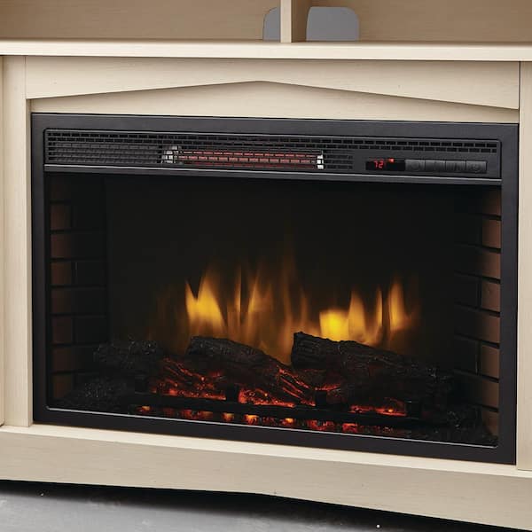 Home Decorators Collection - Avondale Grove 59 in. TV Stand Infrared Electric Fireplace in Aged White