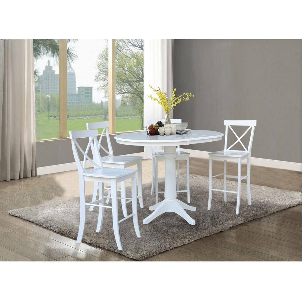 Coastal White Solid Wood 24" Counter Stool