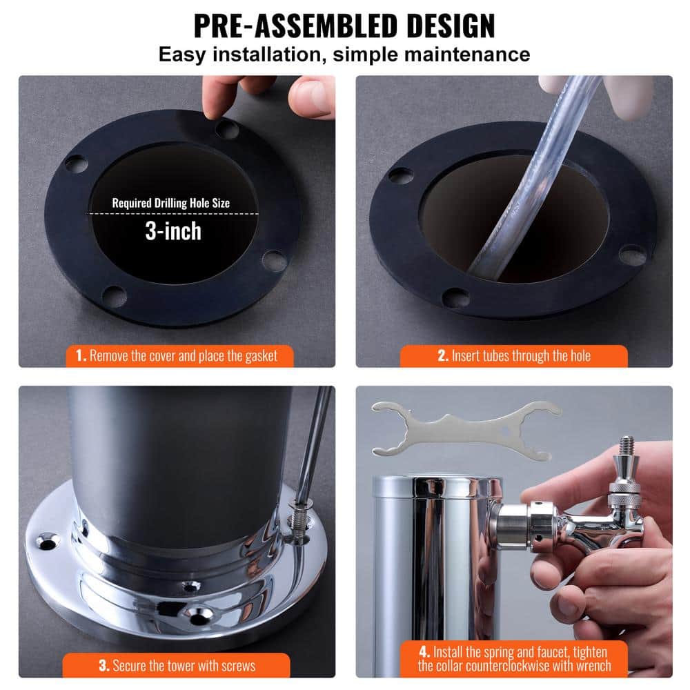 Dual Taps Stainless Steel Beer Dispenser with Chrome-Plated Brass Faucets