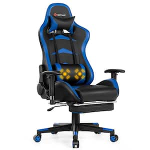 Blue Gaming Chair Reclining Swivel Racing Office Chair with Footrest