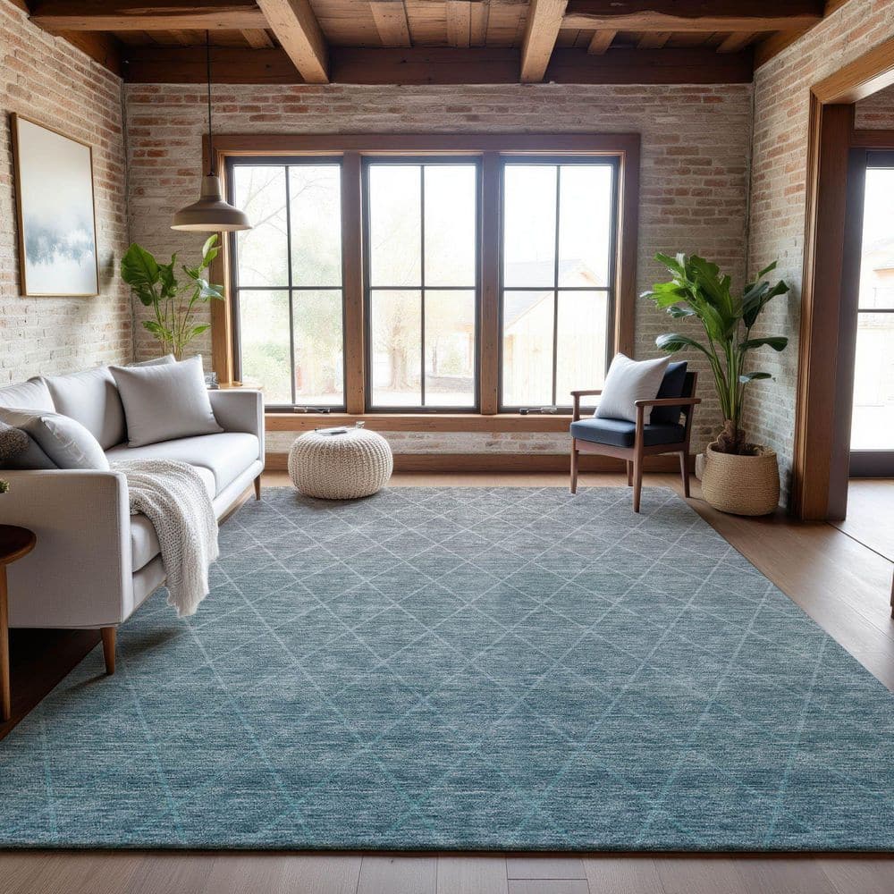 Mayfield Premium Machine Washable Abstract AMF1175 Teal 9 ft. x 12 ft. Area Rug price history on PriceWatchPro
