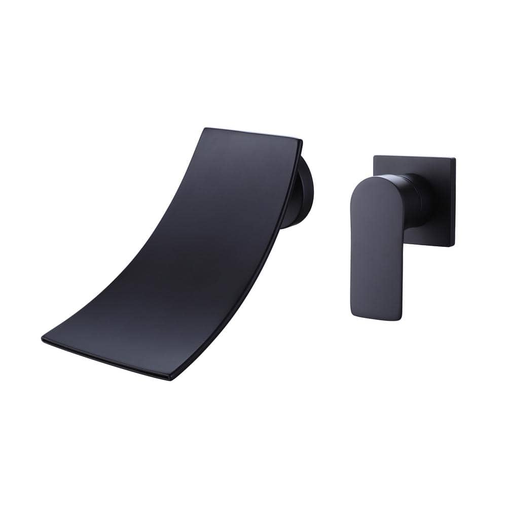 Matte Black Wall-Mounted Waterfall Bathroom Faucet